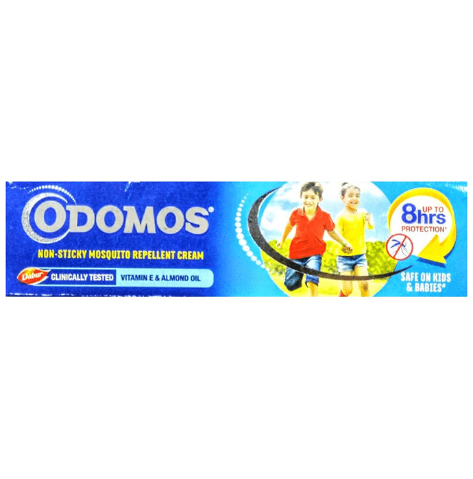 Odomos Non-Sticky Mosquito Repellent Cream with Vitamin E & Almond Oil