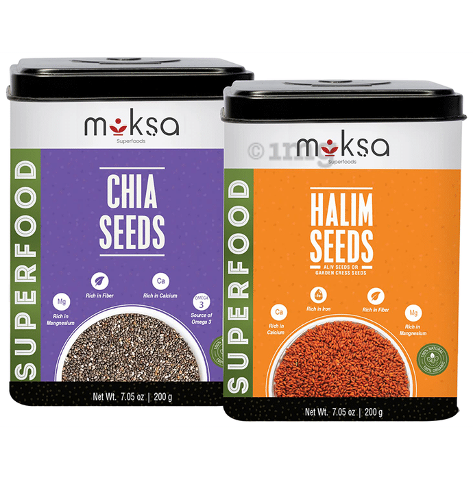 Moksa Combo Pack of Chia Seeds & Halim Seeds (200gm Each)