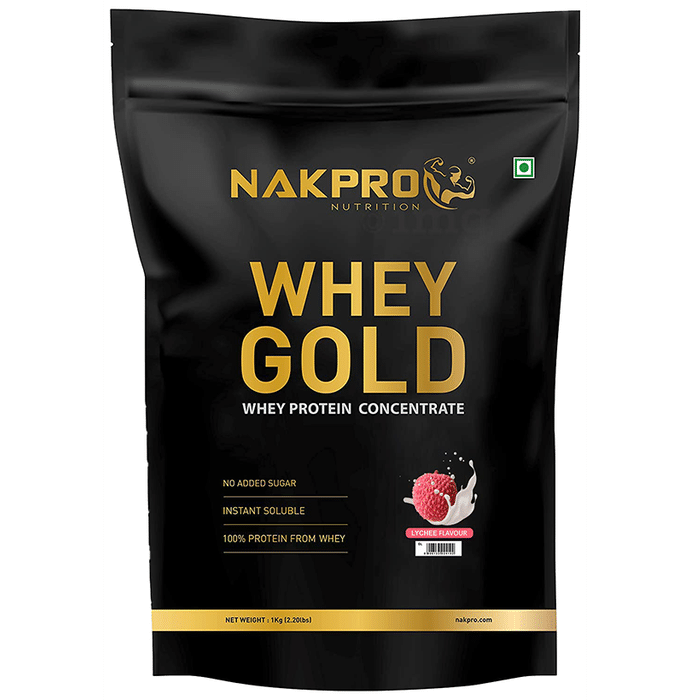 Nakpro Nutrition Whey Protein Gold for Muscle Support | Flavour Powder Lychee
