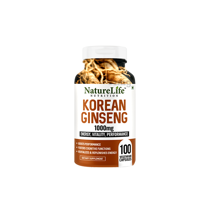 Nature Life Nutrition Korean Ginseng 1000mg Vegetarian Capsule
