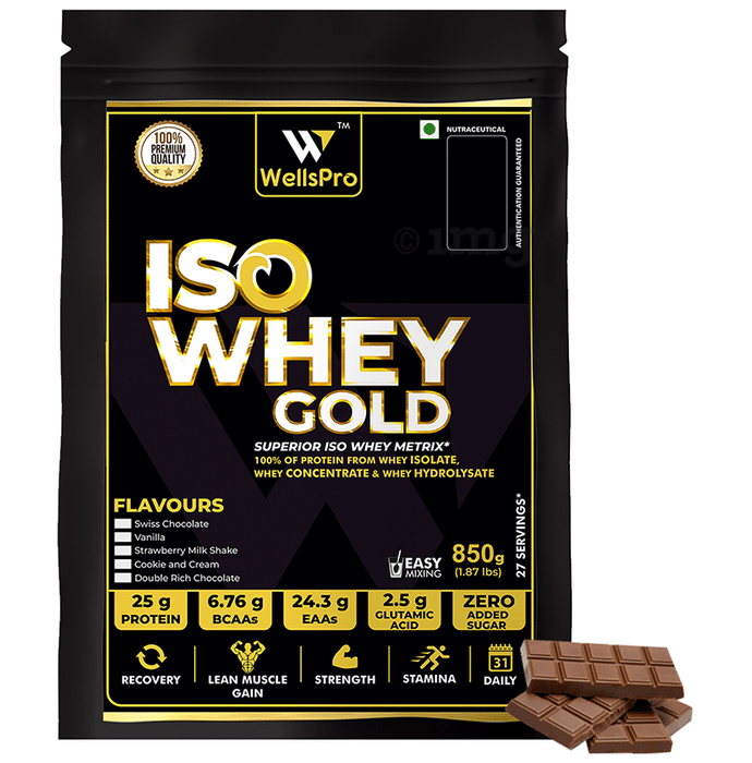 WellsPro Iso Whey Gold Powder (850gm Each) Double Rich Chocolate