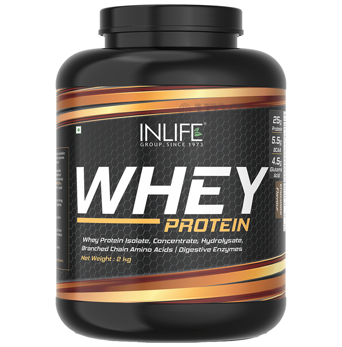 Inlife Whey Protein Powder | With Digestive Enzymes for Muscle Growth | Flavour Chocolate