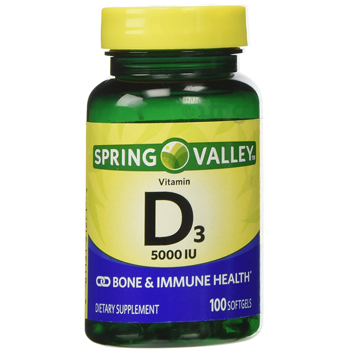 Spring Valley Vitamin D3 125mcg (5000IU) Softgel