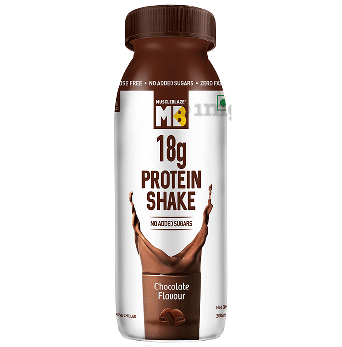 MuscleBlaze 18g Protein Shake (200ml Each) | No Added Sugars | Flavour Chocolate