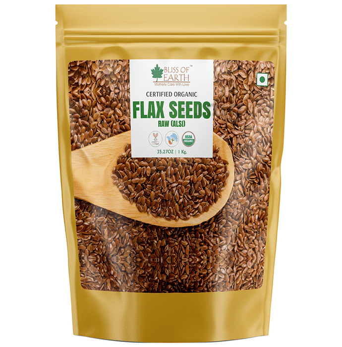 Bliss of Earth Certified Organic Flax Seeds Raw (Alsi)