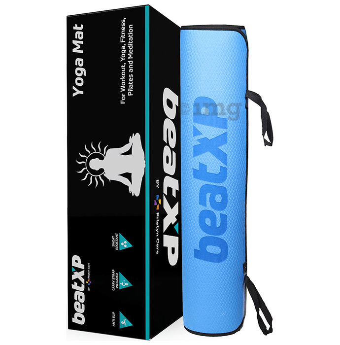 beatXP Anti Skid Yoga Mat Blue Border 6mm