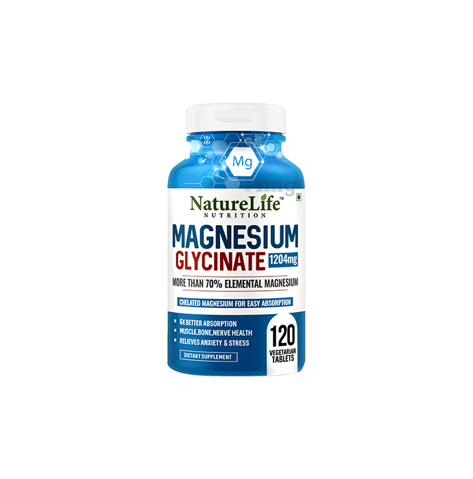 Nature Life Nutrition Magnesium Glycinate for Muscles, Bones & Nerve Health | Veg Tablet