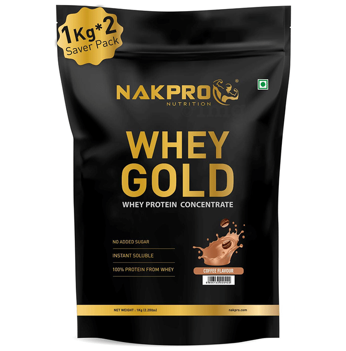 Nakpro Nutrition Whey Gold Whey Active Concentrate Powder (1kg Each) Coffee