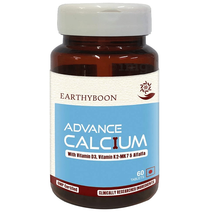 Earthyboon Advance Calcium with Vitamin D3, Vitamin K2 MK7 & Alfalfa Tablet