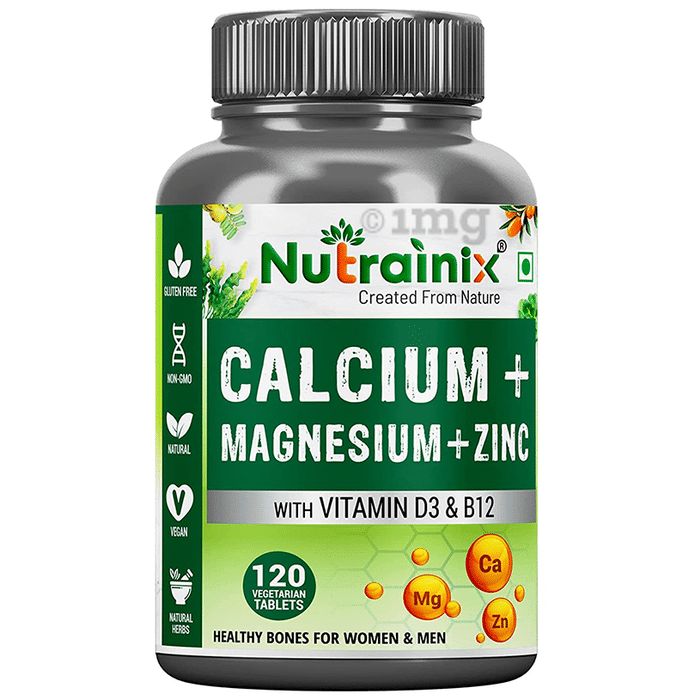 Nutrainix Calcium, Magnesium & Zinc with Vitamin D3 & B12 Vegetarian Tablet