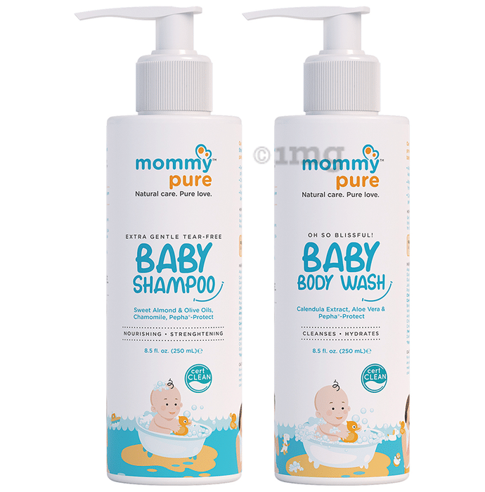 Mommypure Combo of Extra Gentle Tear-Free Shampoo and Oh So Blissful! Baby Body Wash (250ml Each)
