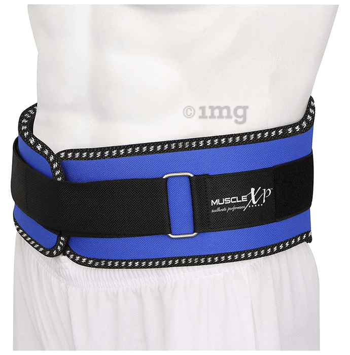 MuscleXP Weight Lifting Gym Belt Blue Large