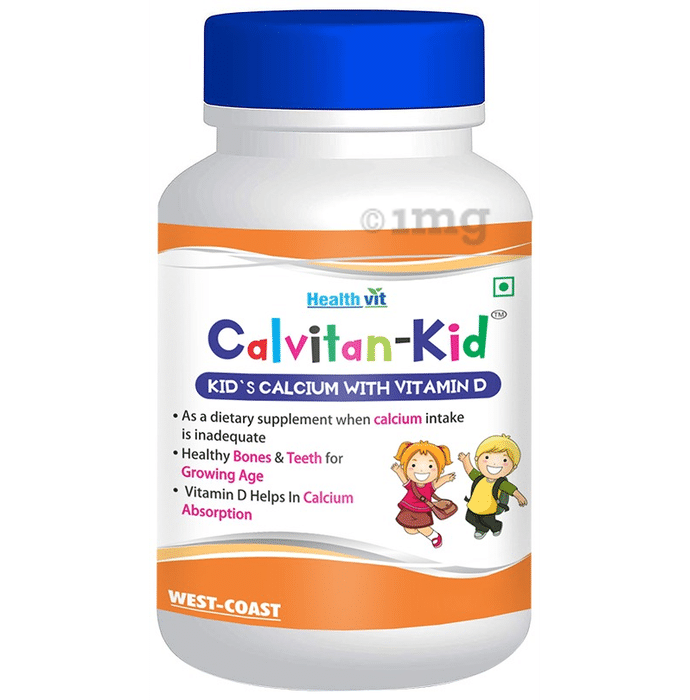 HealthVit Calvitan-Kid Tablet | With Calcium & Vitamin D | For Bones & Teeth Health |