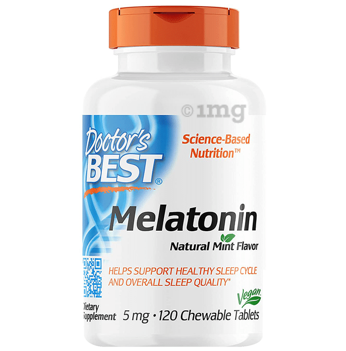 Doctor's Best Melatonin 5mg Chewable Tablet | For Healthy Sleep Cycle | Flavour Natural Mint