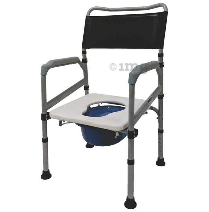 Vissco Comfort Steel Folding Commode Chair without Castors 0996A Universal Silver