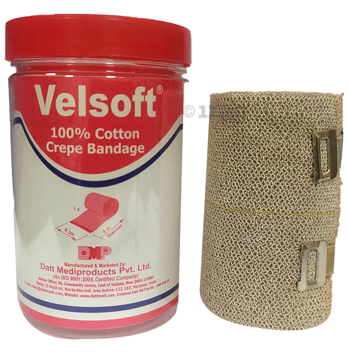 Velsoft 100% Cotton Crepe bandage 8cm x 4m
