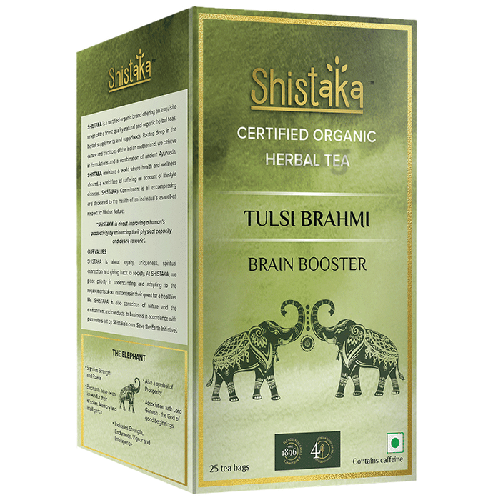 Shistaka Organic Herbal Tea Bag (1.8gm Each) Tulsi Brahmi