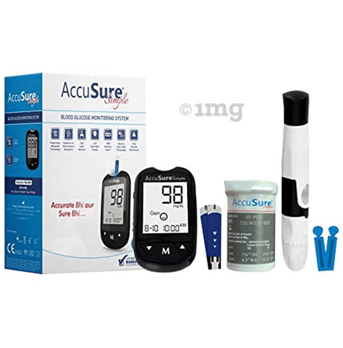 AccuSure Simple 4th Generation Blood Glucose Monitoring System Buy box of 1.0 Kit at