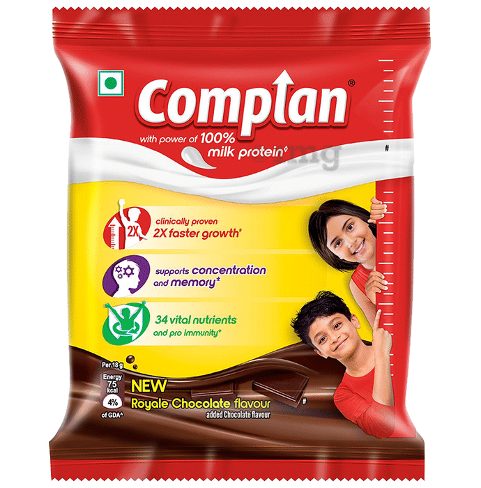 Complan 100% Milk Protein for Concentration, Memory & Growth | Flavour New Royale Chocolate