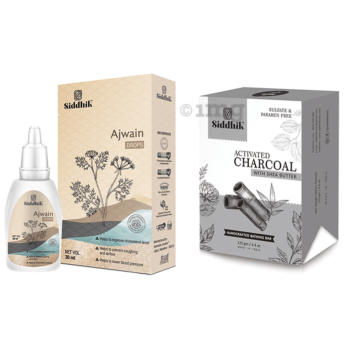Siddhik Combo Pack of Ajwain Drop 30ml & Activated Charcoal With Shea Butter Soap (125gm)