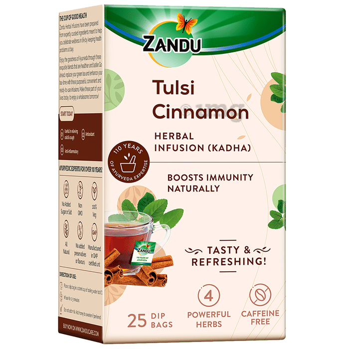 Zandu Tulsi Cinnamon Herbal Infusion (Kadha) Dip Bags (1.5gm Each)