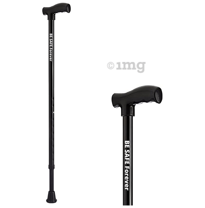 Be Safe Forever Adult Walking Cane Support Stick Height Adjustable Black Steel