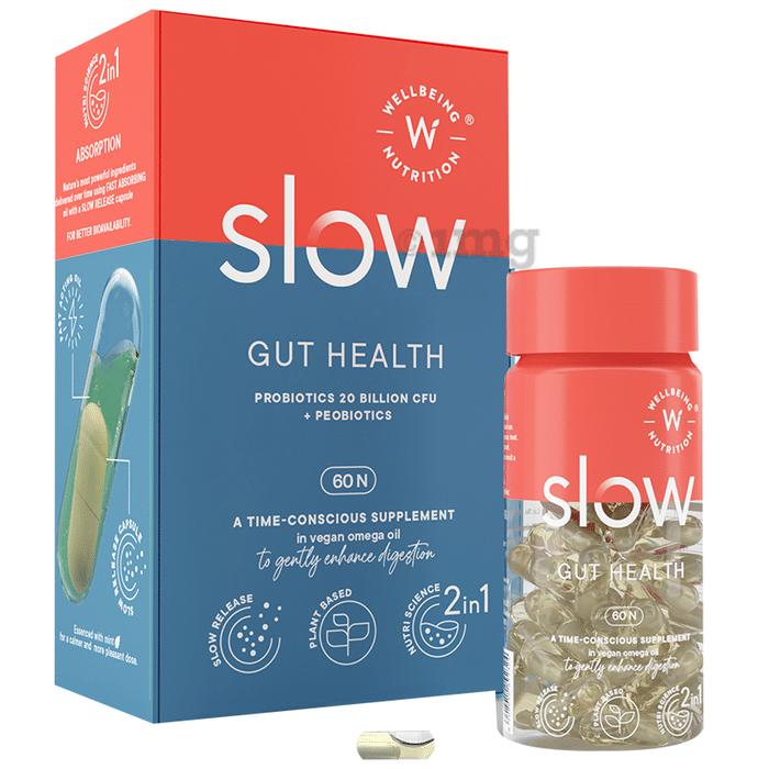 Wellbeing Nutrition Slow Gut Health with Prebiotics & Probiotics | Vegan Omega Oil Capsule