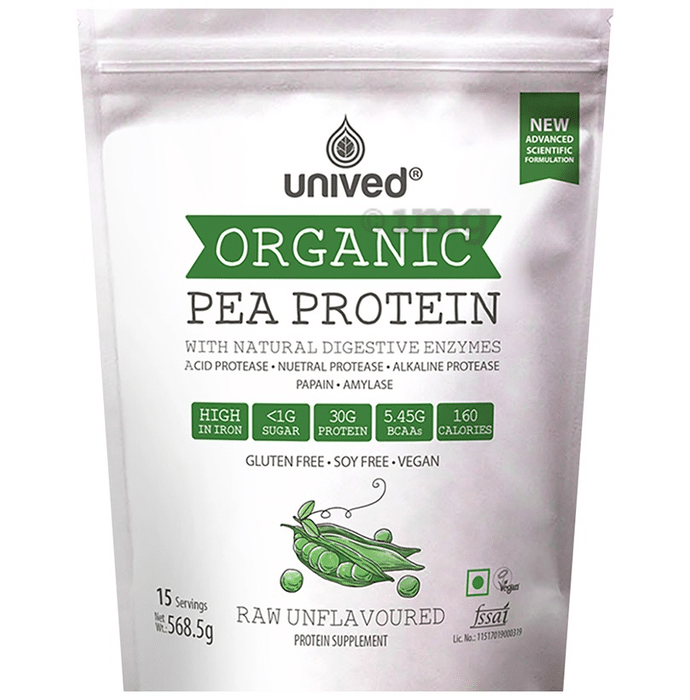 Unived Organic Pea Protein with Natural Digestive Enzymes Raw Unflavoured
