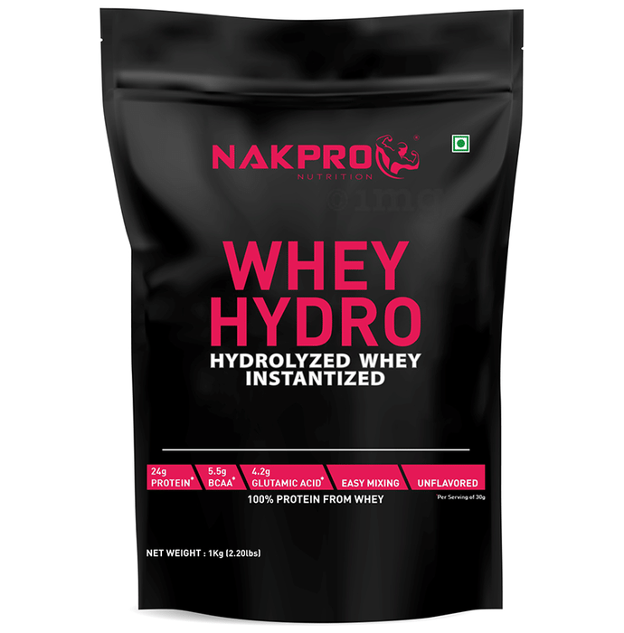 Nakpro Nutrition Whey Hydro Hydrolyzed Whey Protein Instantized Powder Unflavored