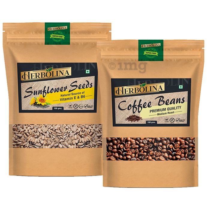 Herbolina Combo Pack of Sunflower Seeds & Coffee Beans (100gm Each)