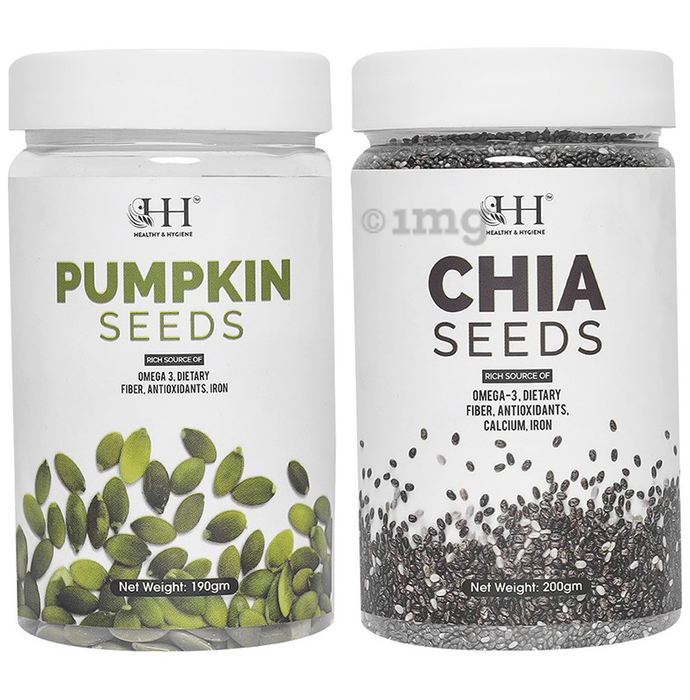 Healthy Hygiene Combo Pack of Pumpkin Seeds 190gm & Chia Seeds 200gm