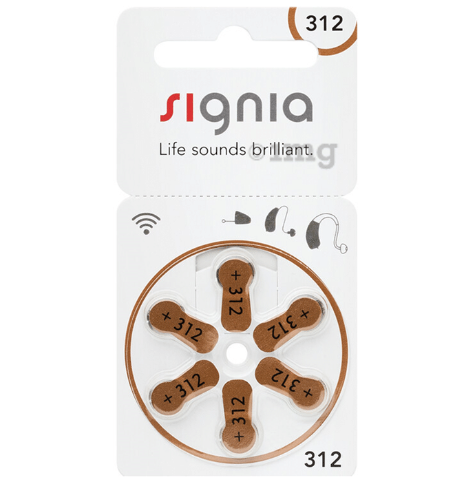 Signia Size 312 Hearing Aid Battery (6 Each)