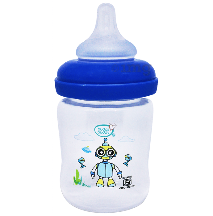 Buddsbuddy BB7052 Premium Feeding Bottle Wide Neck 5oz/150ml Blue