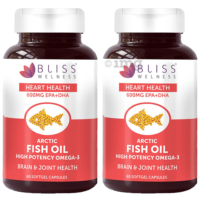 Bliss Welness Heart Health Arctic Fish Oil High Potency Omega-3 Softgel Capsule