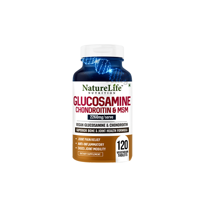 Nature Life Nutrition Glucosamine, Chondroitin & MSM for Bones & Joints Health | Veg Tablet