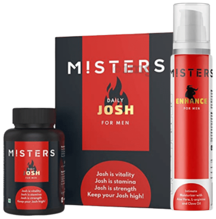 Misters Combo Pack of Daily Josh for Men 60 Veg Capsule and Enhance for Men Intimate Moisturizer 50gm