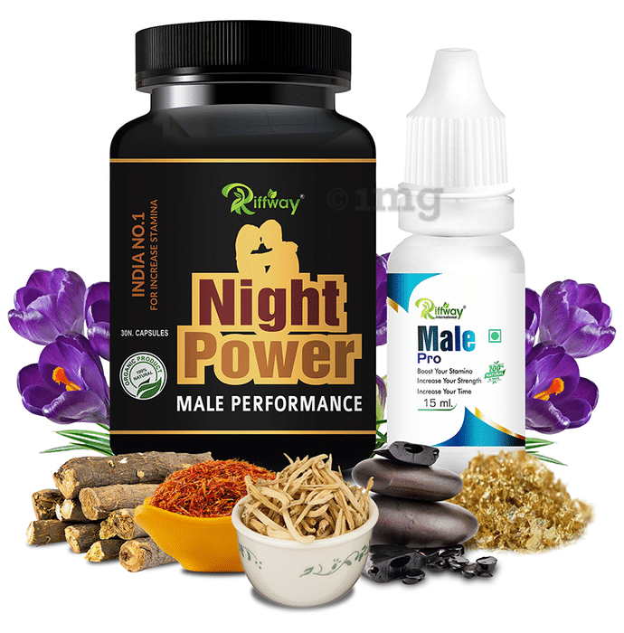 Riffway International Combo Pack of Night Power Male Performance 30 Capsule & Male Pro Oil 15ml