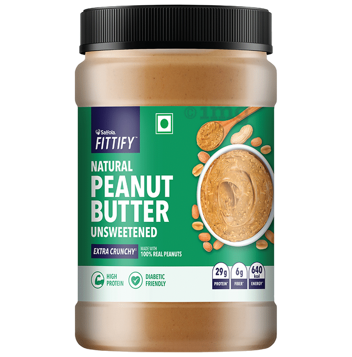 Saffola Fittify  Natural Peanut Butter Unsweetened Extra Crunchy