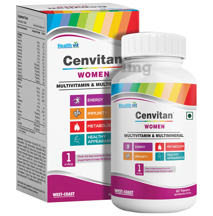 HealthVit Cenvitan Women Multivitamin & Multimineral | For Energy, Immunity, Metabolism & Muscle Function | Tablet