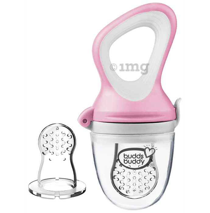Buddsbuddy 2 Stage Fruit and Food Nibbler with Extra Teat Pink