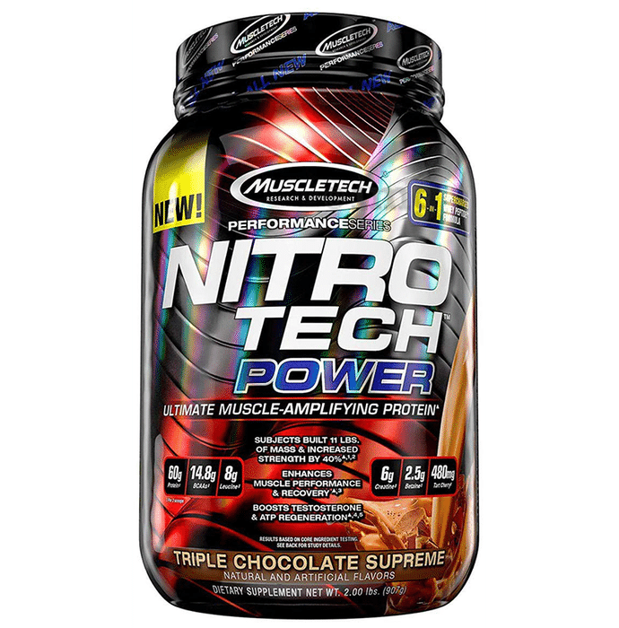 Muscletech Performance Series Nitro Tech Power Ultimate Muscle-Amplifying Protein Powder Triple Chocolate Supreme