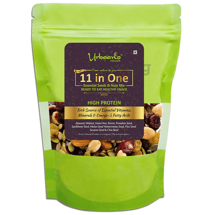 Urbaano Naturals Sporty Seeds & Nuts Mix 11 in One (Almond, Walnut, Hazel Nut, Raisin - Pumpkin, Sunflower, Melon, Watermelon, Flax, Sesame & Chia Seed)