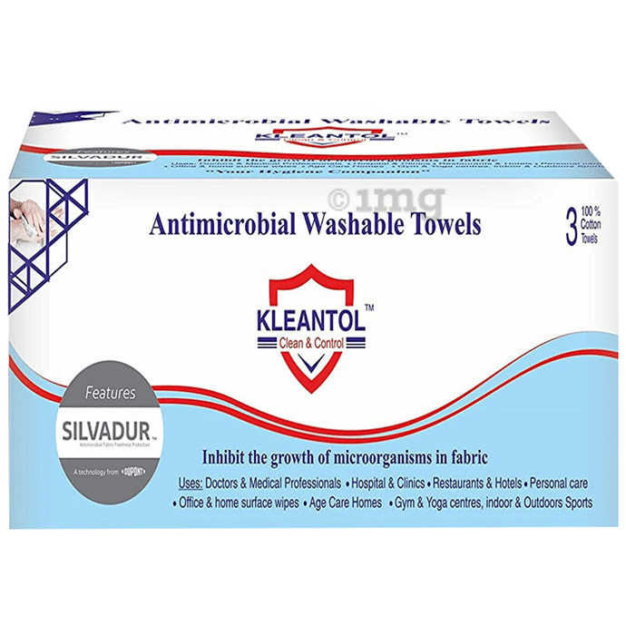 Kleantol Antimicrobial Washable Towels x 3 Silvadur Technology Gym Home  Office