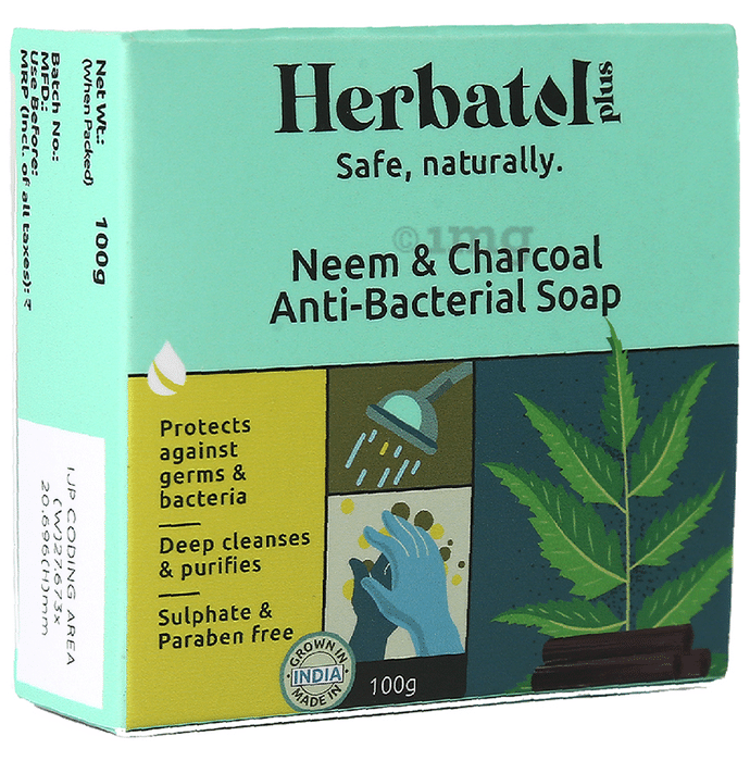 Herbatol Plus Neem & Charcoal Anti-Bacterial Soap (100gm Each)