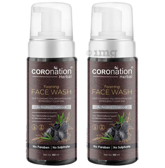 Coronation Herbal Activated Charcoal Foaming Face Wash (160ml Each)