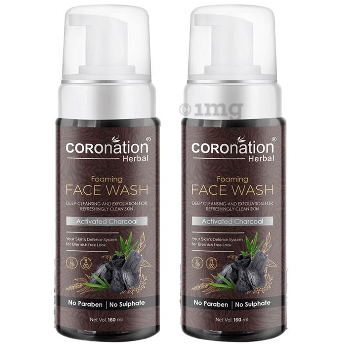 Coronation Herbal Activated Charcoal Foaming Face Wash (160ml Each)