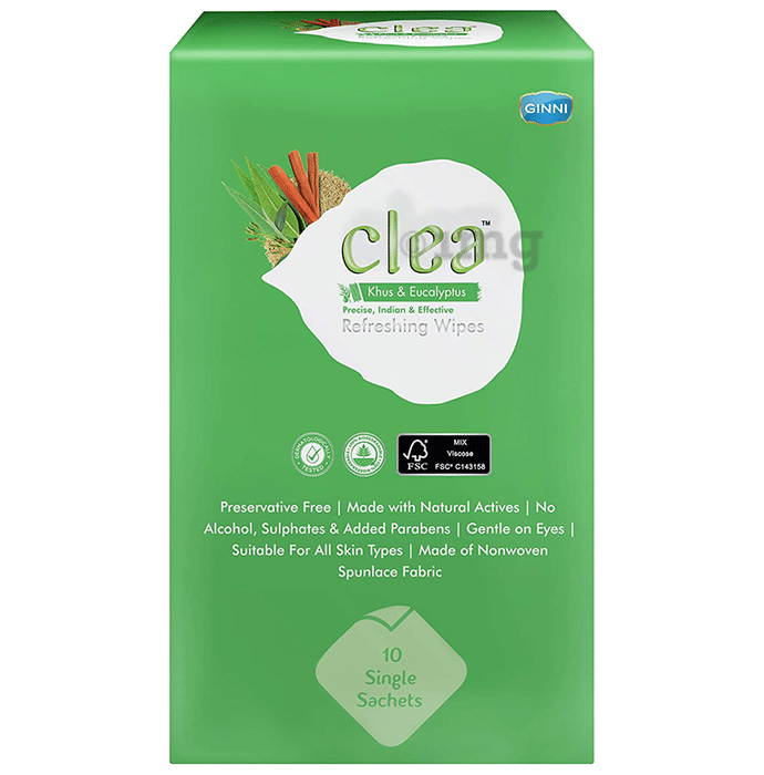 Ginni Clea Khus & Ecualyptus Refreshing Wipes
