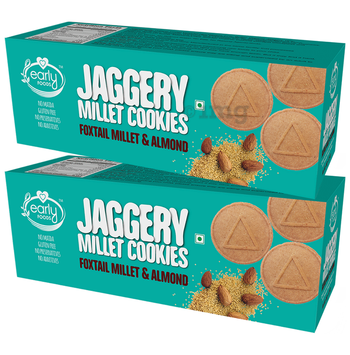Early Foods Jaggery Millet cookies (150gm Each) Foxtail Millet & Almond