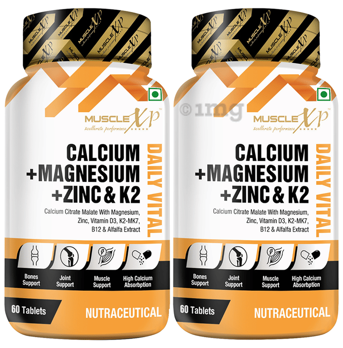 MuscleXP Calcium + Magnesium + Zinc & K2 Daily Vital Tablet (60 Each)