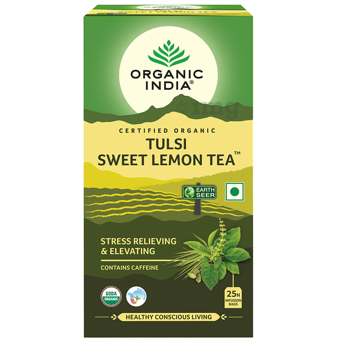 Organic India Tea for Immunity, Antioxidant Support & Stress Relief | Flavour Tulsi Sweet Lemon Green Tea